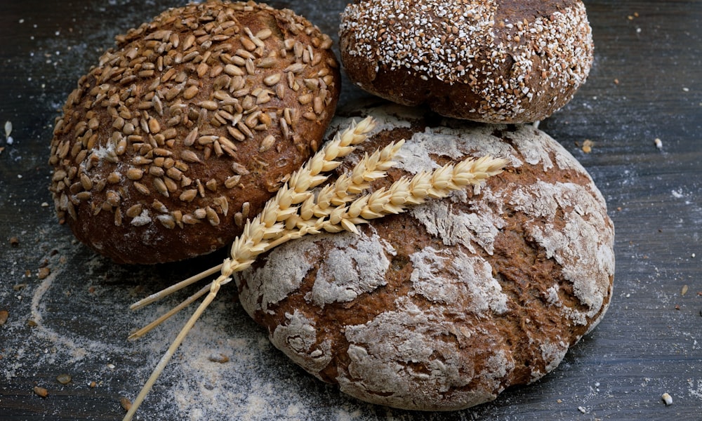 Freshly baked round rustic bread