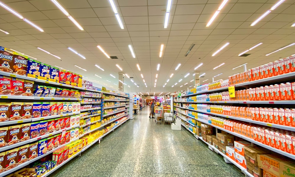 Inside a Mendonça supermarket aisle in Funchal, Madeira