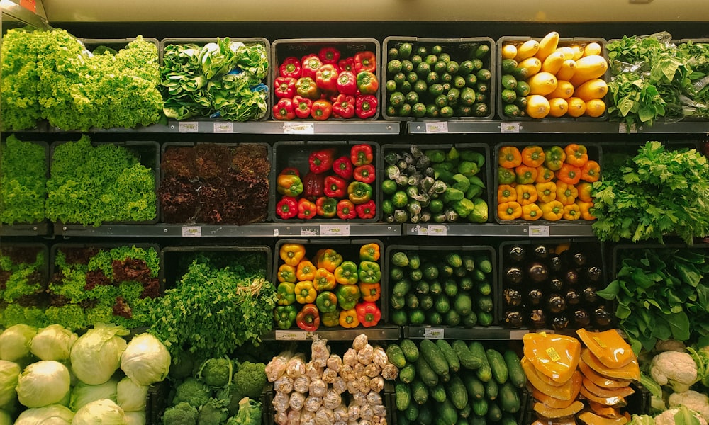 Fresh fruit and vegetables on display at a Funchal supermarket